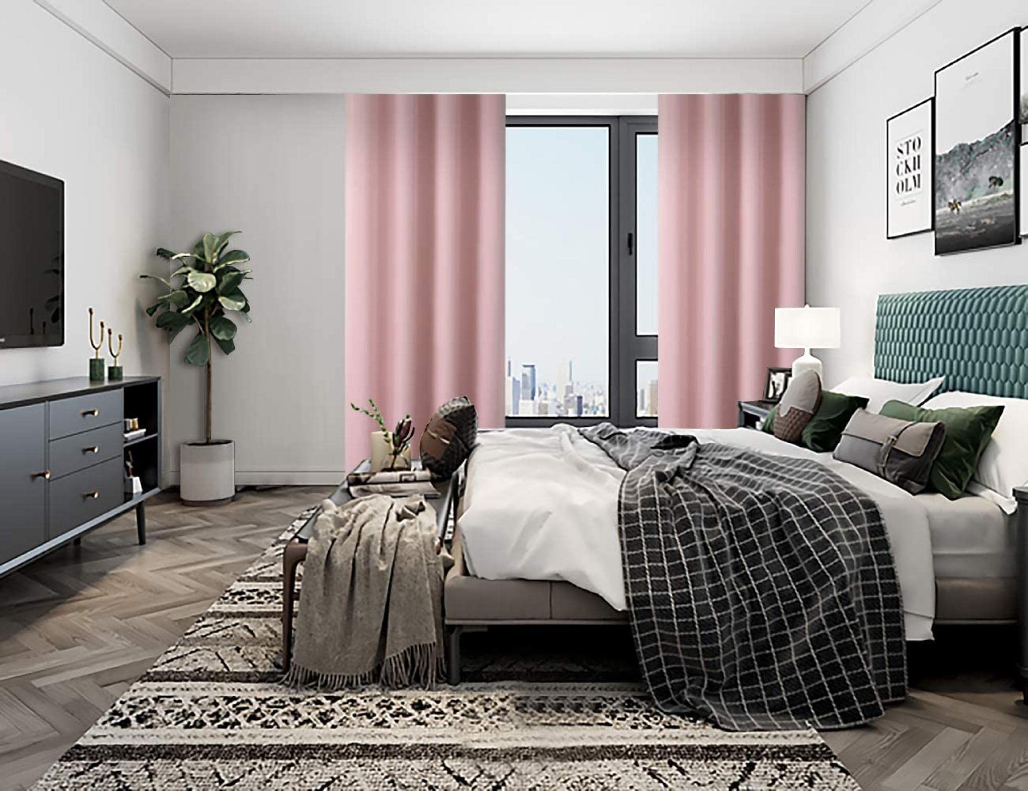 Pink Solid Blackout Curtains 2 panele – termoizolacyjne zasłony zaciemniające do salonu, sypialni, pokoju dziecięcego 70 (szer.) x (wys.) 145 cm x 2 szt