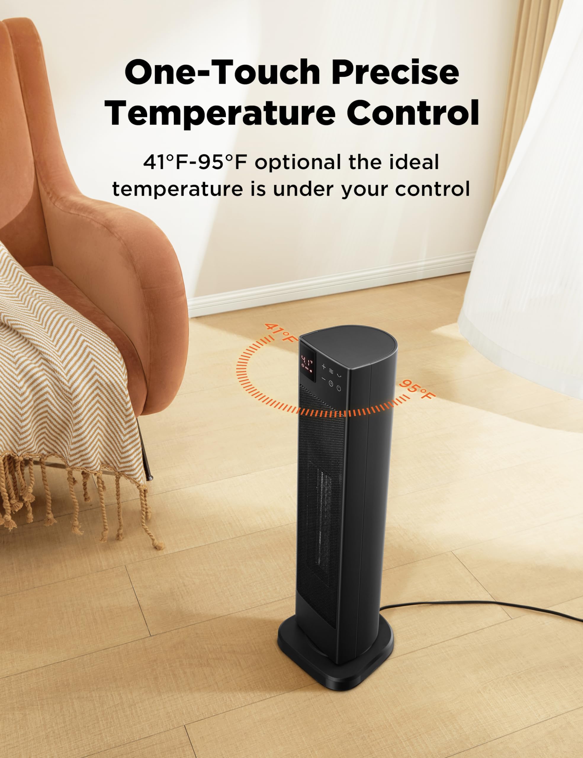 Amazon.com: PELONIS Oscillating Ceramic Tower Indoor Space Heater for Home  with Oscillation, Programmable Thermostat u0026 ECO Mode, 12H Timer u0026 Remote  Control, Safety Protection, 23 Inches, 1500W, PHF15RSAPH23 : Everything Else