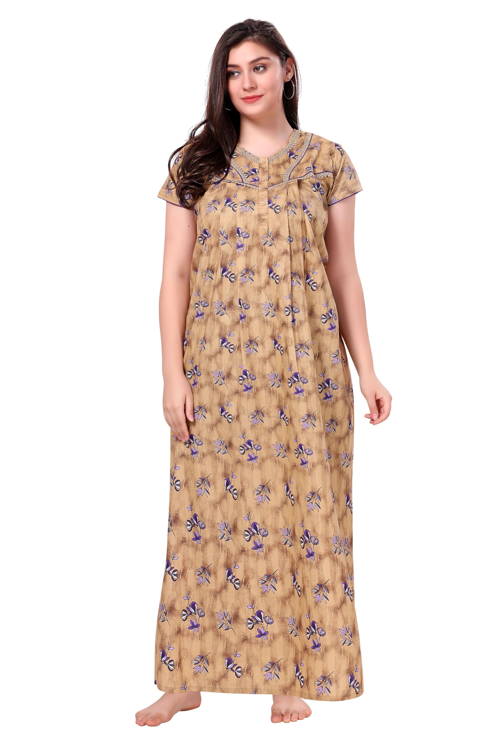 soulemo Women's Pure Cotton Floor Length Nighty 1660-picture-23