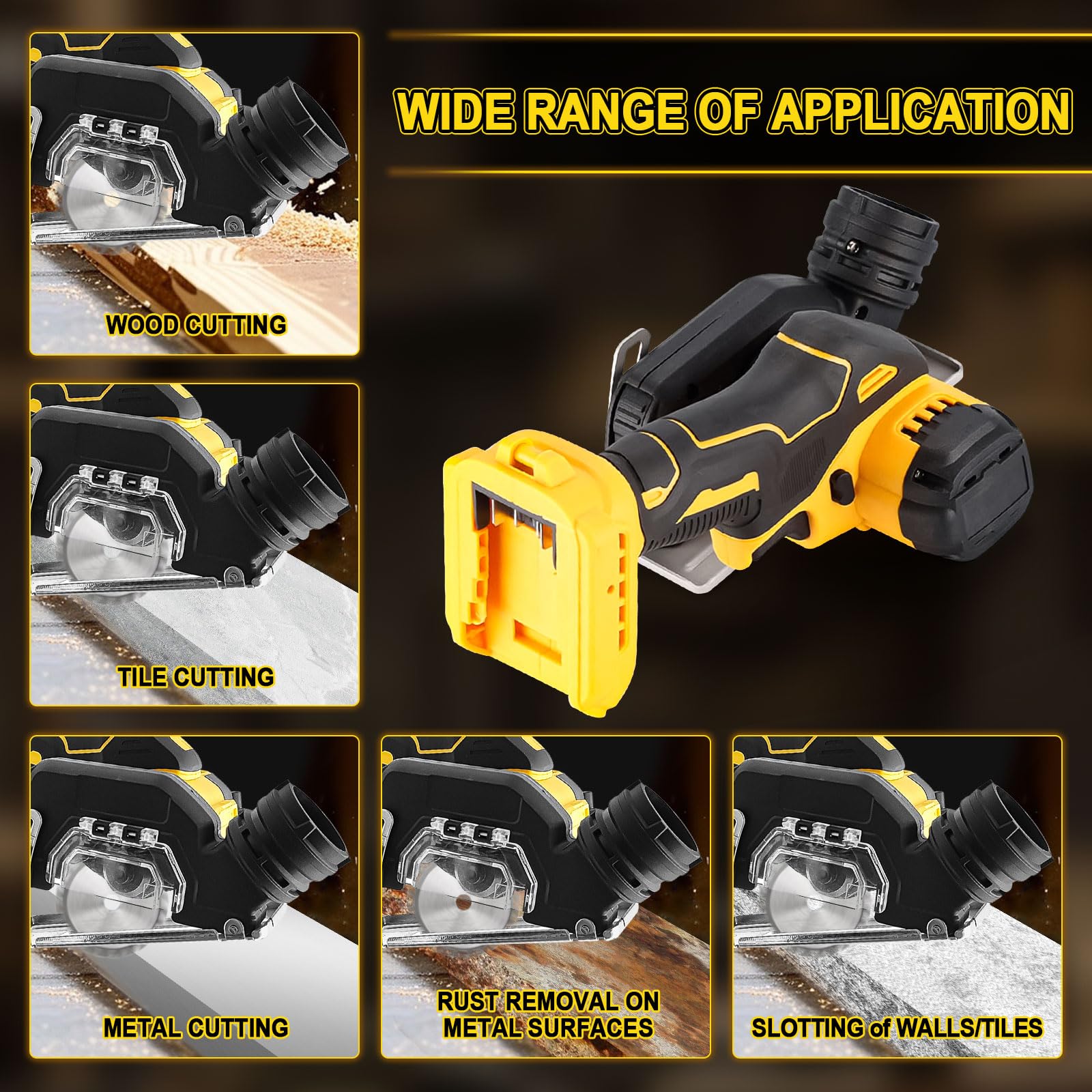 Meuleuse d'angle sans fil compatible avec Dewalt 20 V batterie, outil de coupe sans fil 20 000 tr/min, moteur brossé avec 4 lames de 7,6 cm pour coupe du bois, du plastique, du métal