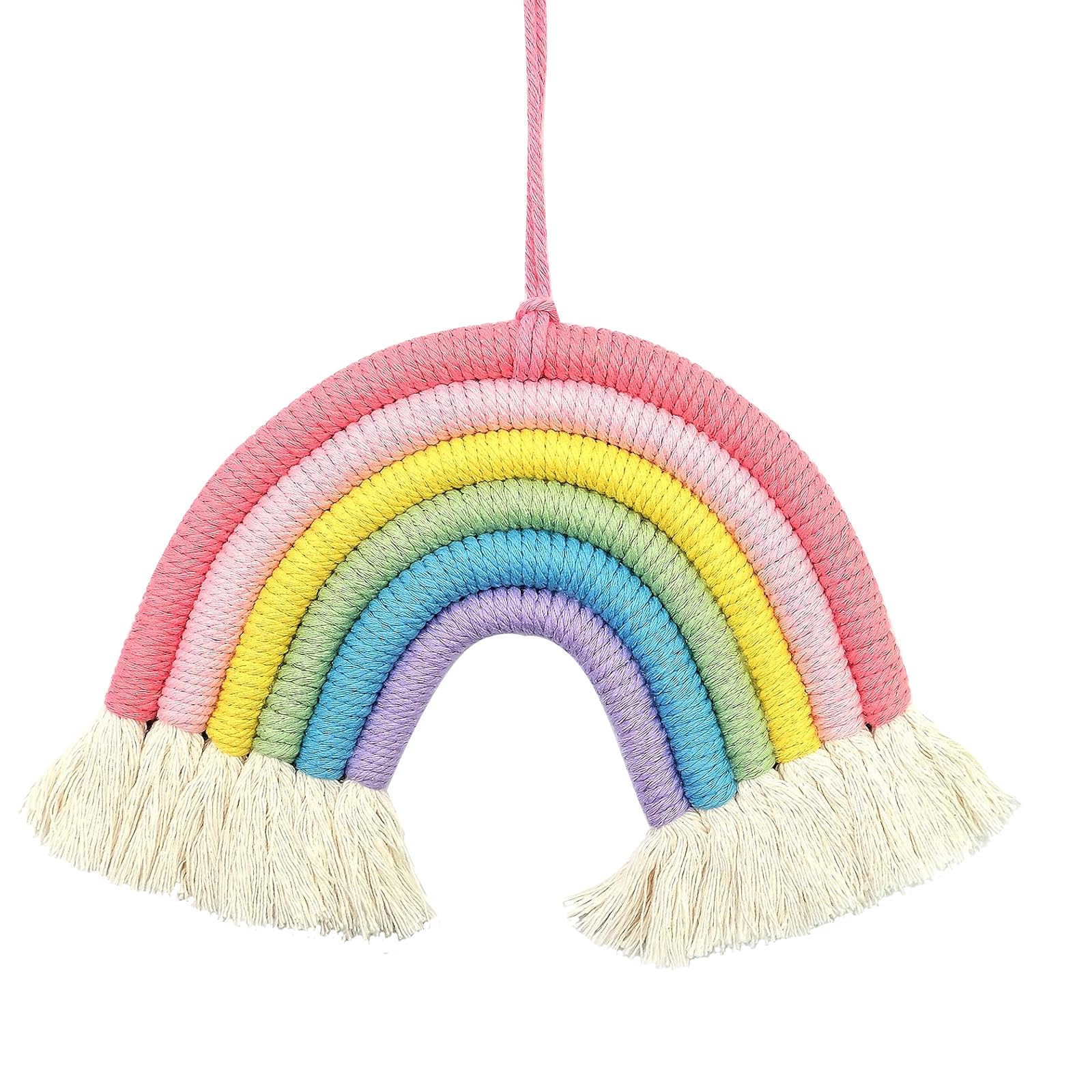 SupkeyerRainbow Tapestry Macrame Wall Hanging Hand Woven Tapestry Tassels Lovely Rainbow for Home Bedroom Nursery Kids Room Bedroom Playroom Wall Decoration