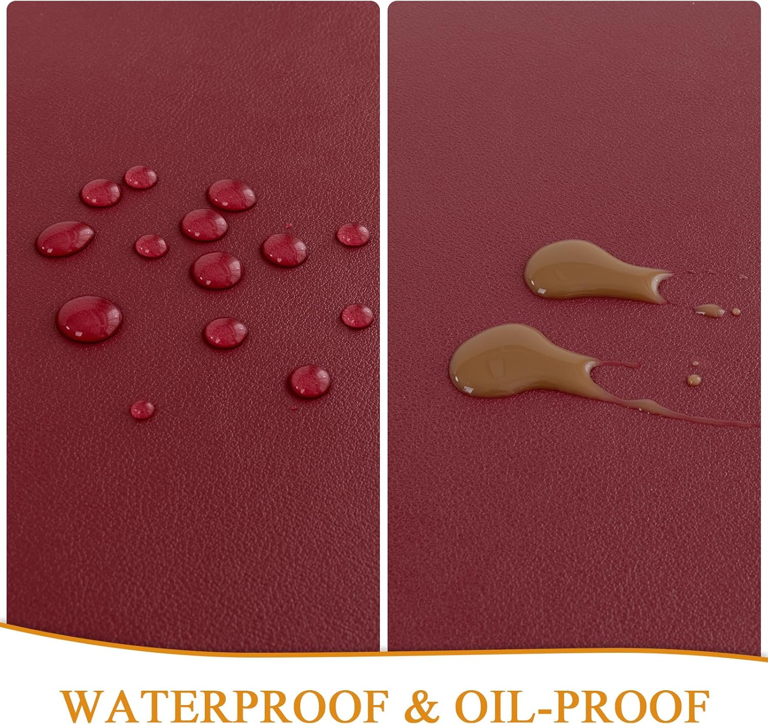 SHACOS Placemats Set of 6 Faux Leather Waterproof Leakproof Wipeable PU Non-Slip Vinyl Place Mats Heat Resistant Table Mats for Kitchen Dining Table Indoor Outdoor, Red