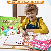 Vista 7 de gisgfim 8 Pack Magic Grooved Writing Practice Books for Kids Reusable Magical Handwriting Workbooks with Disappearing Ink Pens Letter,Numbers,Math