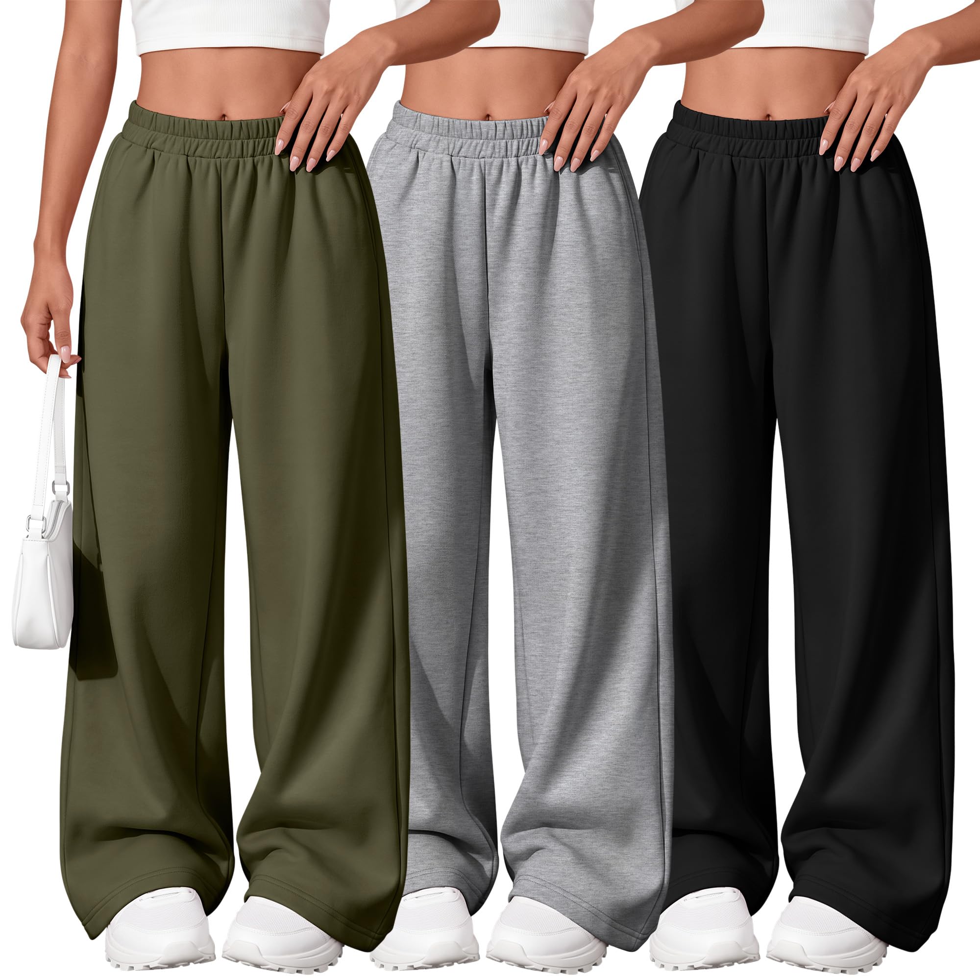 3 Pack Girls Wide Leg Sweatpants Kids Baggy Pants