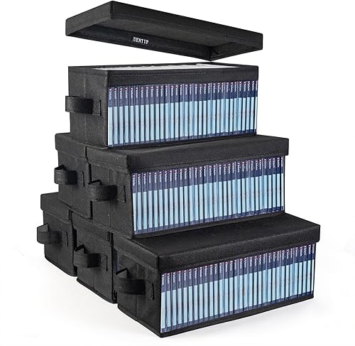 Miniatura 10 de UENTIP Cajas de almacenamiento para CD – Paquete de 2 soportes para CD – 13.2 x 5.9 x 5.3 pulgadas, contenedor con capacidad para 30 CD en estuches