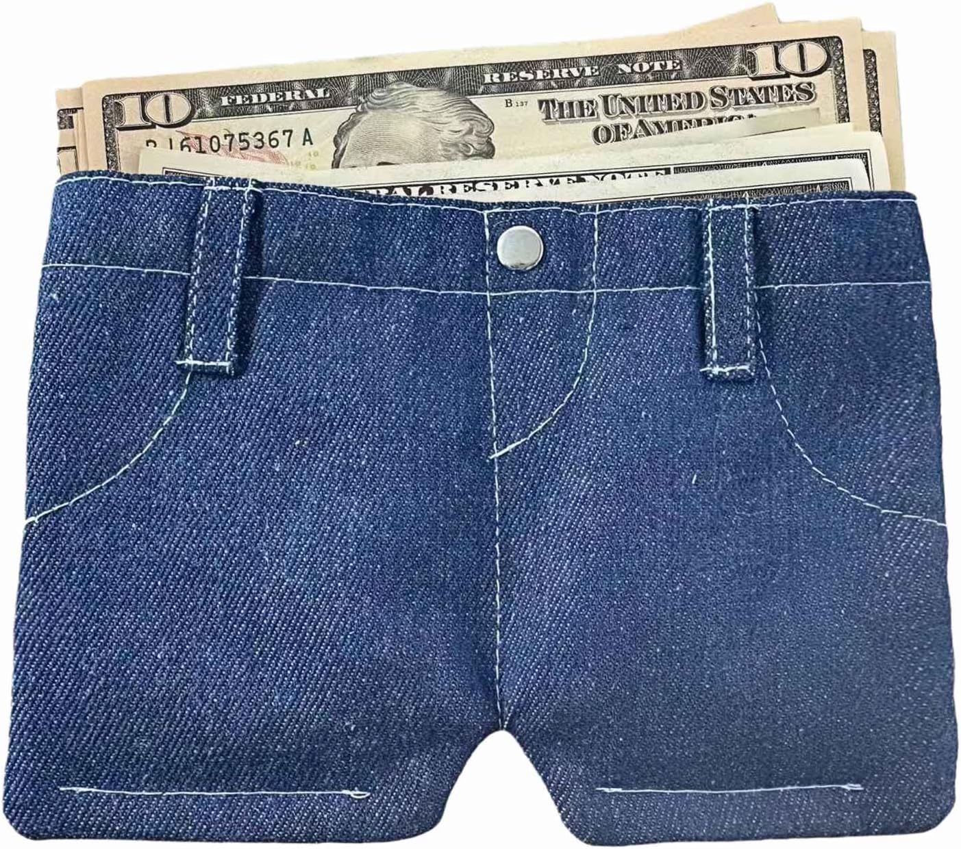 Jean Denim Wallet Funny for Men Boys, Small Billfold Thin Slim Bifold Teen Wallet, Travel Cool Practical Gifts for Men Stuff Novelty