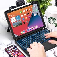 seenda iPad 10 Generációs Tok QWERTZ Bluetooth Billentyűzettel - 7 Színű Háttérvilágítás, Érintőpad, Tolltartó, Levehető Billentyűzet, 10.9" 8