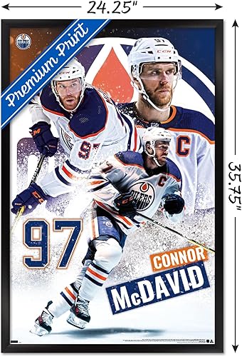 Miniatura 3 de Trends International NHL Edmonton Oilers - Póster de pared de Connor McDavid 22, 22.375 x 34 pulgadas, versión enmarcada en negro