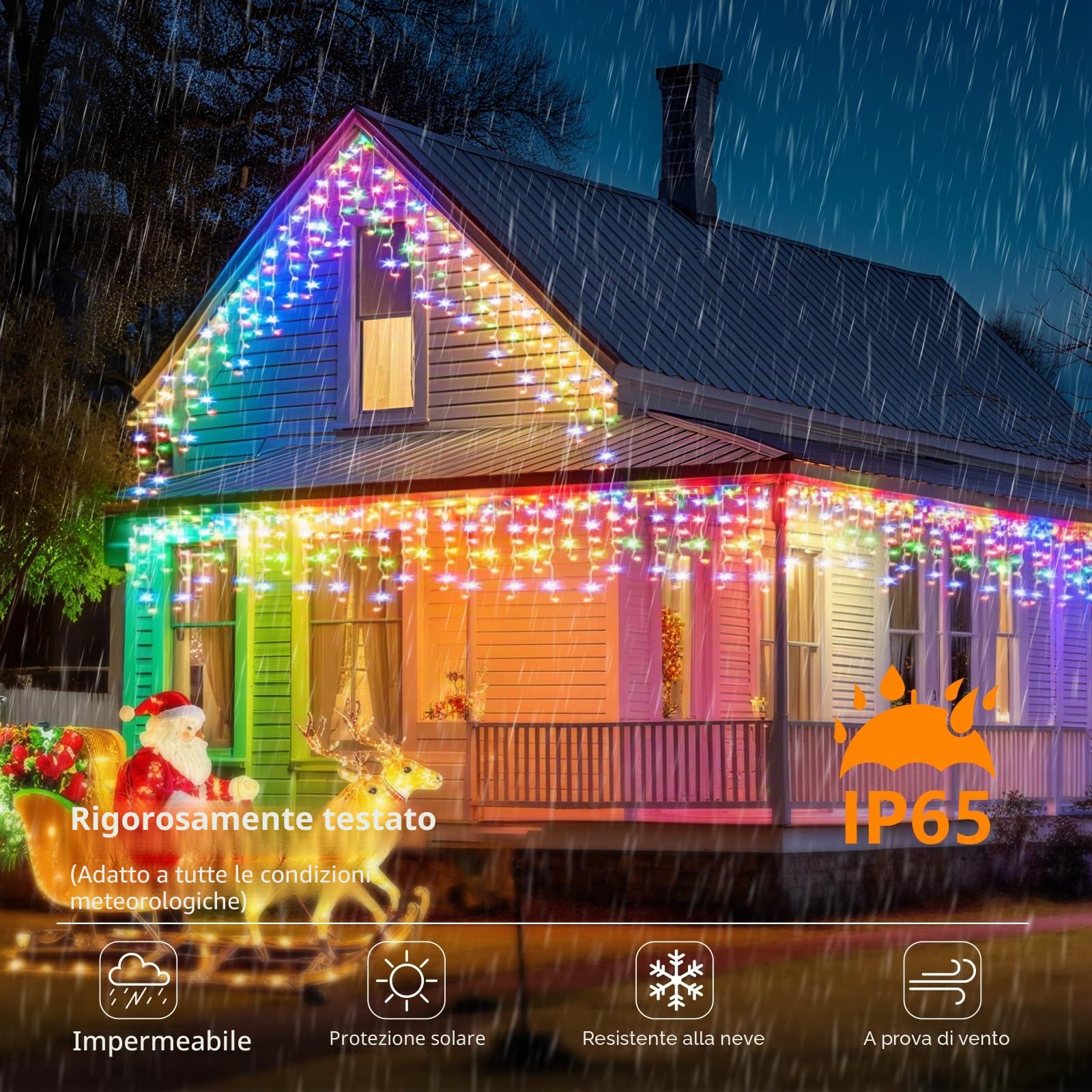 800 LED Luci di Natale da Esterno, 25+5M Tenda Luminosa Natale con IP65 Impermeabile, 8 Modalità, Timer, Funzione Memoria, Luci Natale Esterno Cascata Decorazioni per Balcone, Natale, Matrimoni, Feste