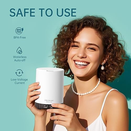 Miniatura 10 de ASAKUKI Difusor de aceite esencial de 10.1fl oz, humidificador silencioso 5 en 1, difusor de aroma natural para el hogar con 7 luces LED que cambian