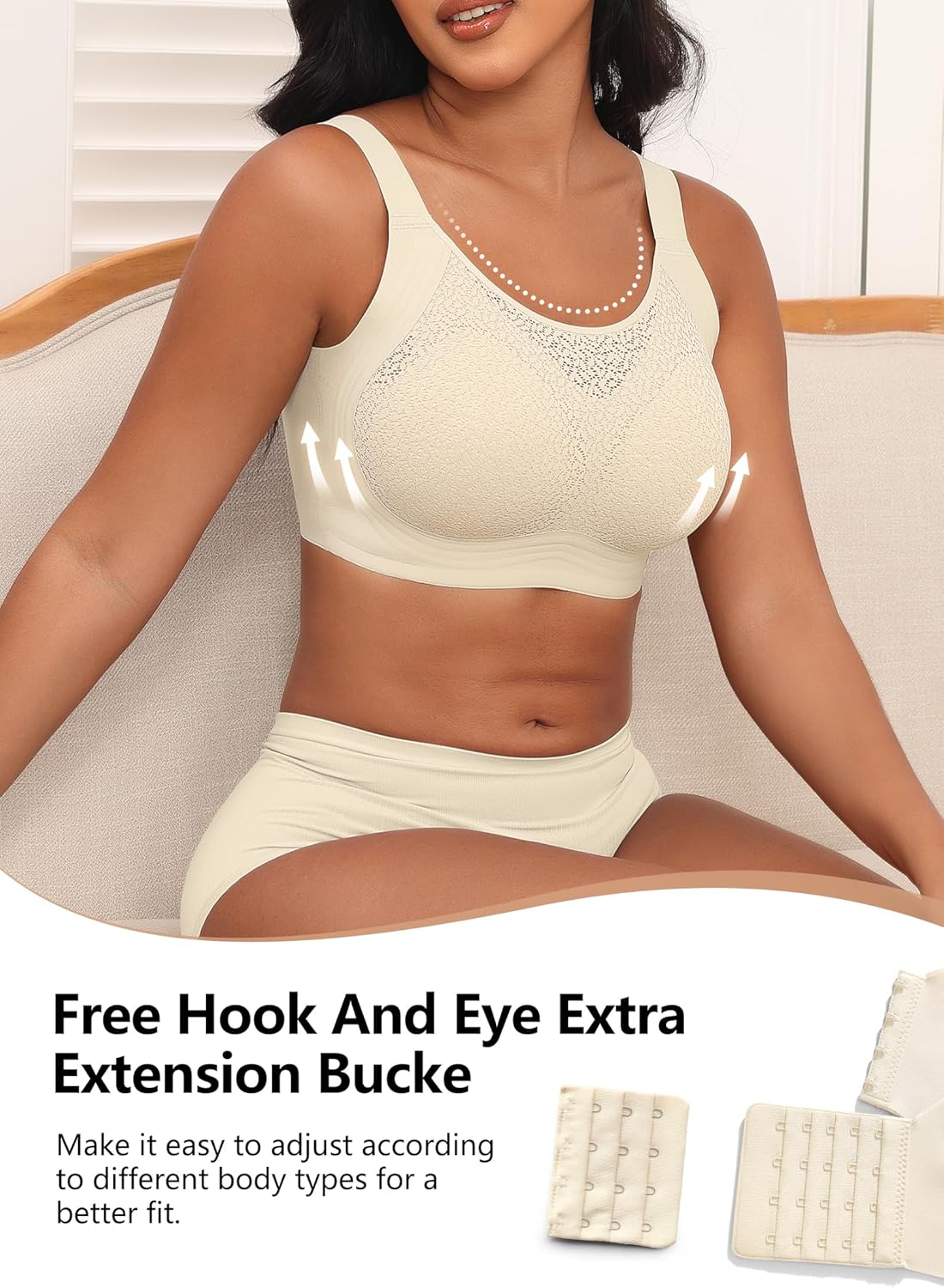 Lace Women's Seamless No Underwire Bra Soft Wireless Comfort Bralettes Full Coverage Bralette Everyday T-Shirt Bra - Image 7