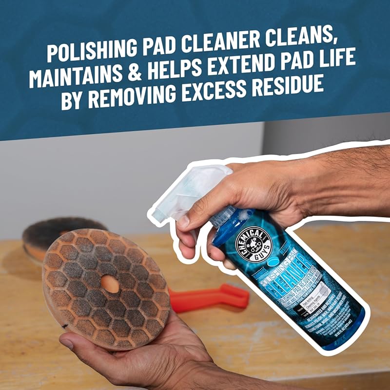 Chemical Guys 5.5" Buffing Pad Sampler Kit - 4 Piece Detailing Set with 3 Professional Foam Car Polishing Pads & 16 oz Polishing Cleaner, for Dual Action and Rotary Polishers Using 5" Backing Plates