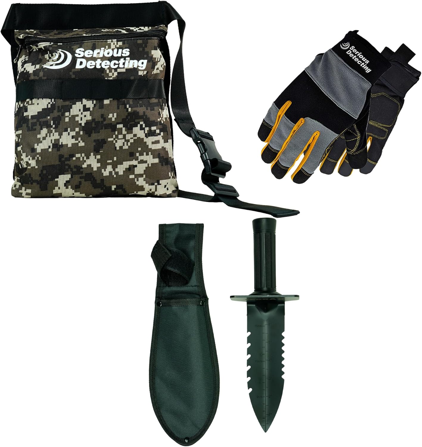 Treasure Pouch with Digging Tool and Gloves for Metal Detecting
