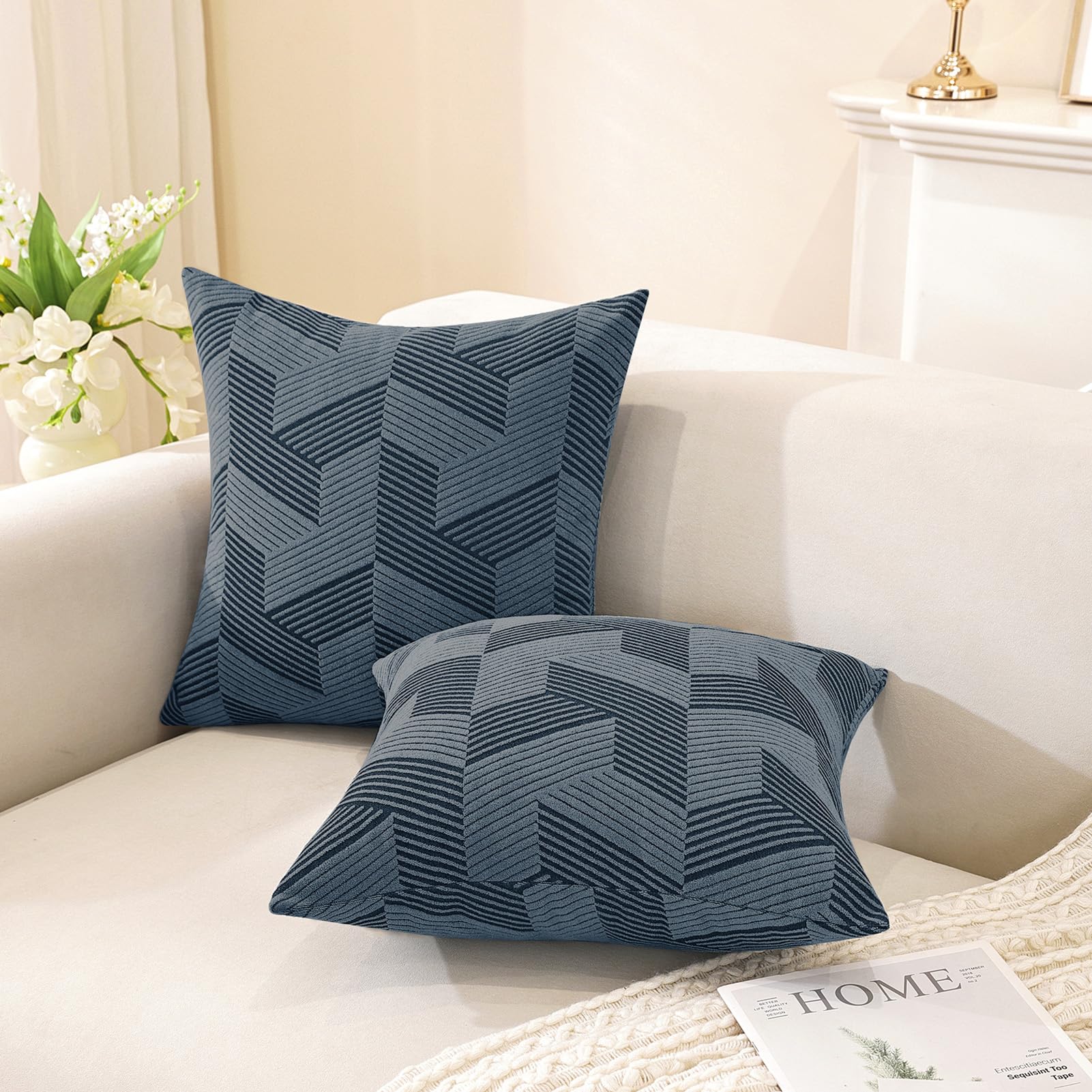 Kissenbezüge Dekokissen, Quadratische Kissenbezüges, Moderne Dekokissen Weiche Kissenbezüge für Wohnzimmer, Sofa Schlafzimmer Zuhause Dekor (Dunkelgrau,45 x 45 cm)