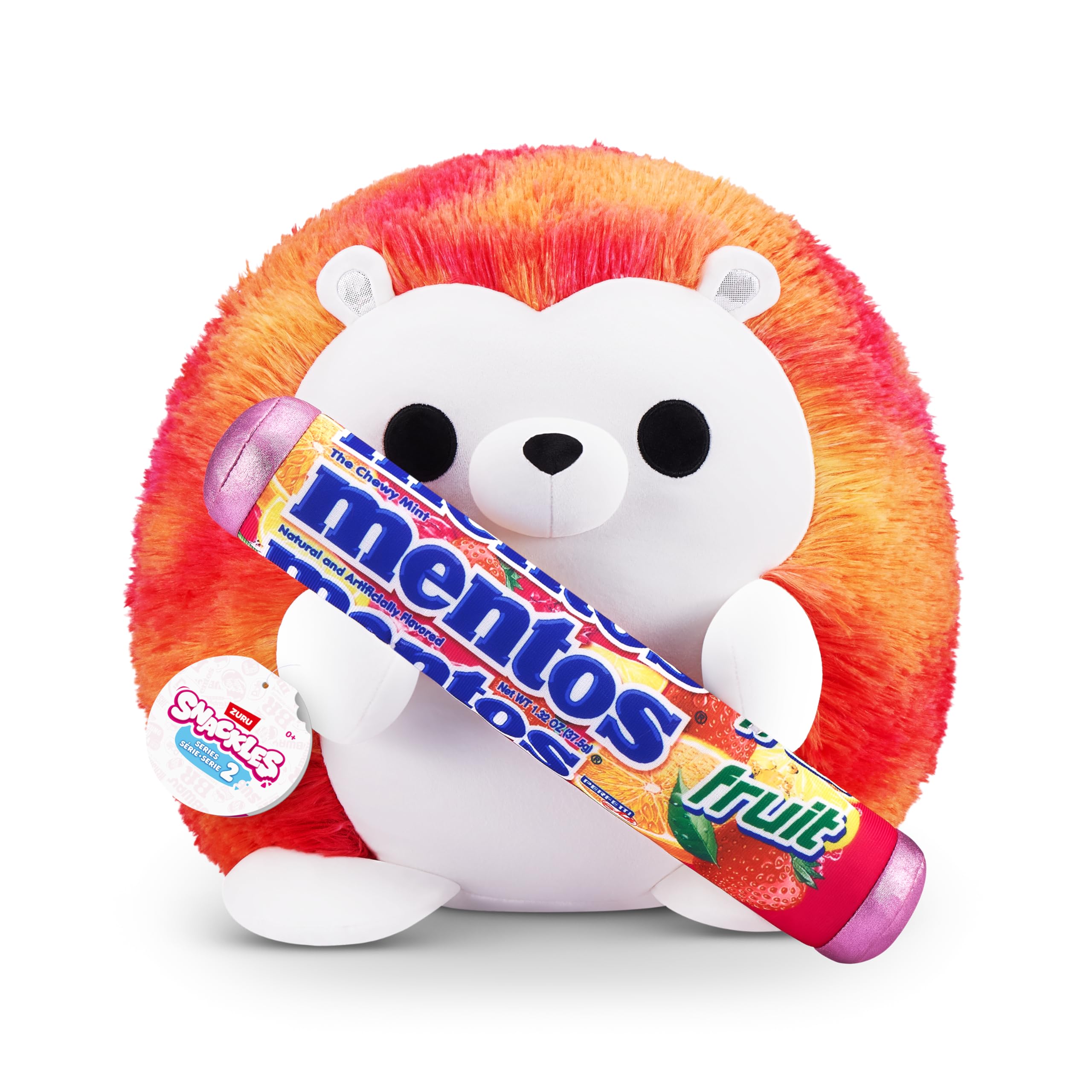 Snackles Series 2 Hedgehog & Mentos 16 Inch Collectible Plush by ZURU, Ultra Soft Stuffed Animal, Giftable