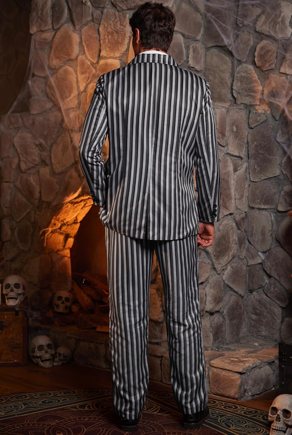 Arvilhill Mens 3 Pcs Dark Gothic Gentleman Costume, Halloween Classic Movie Outfit Blazer, Trousers, Bow Tie (S-2XL) - Image 5