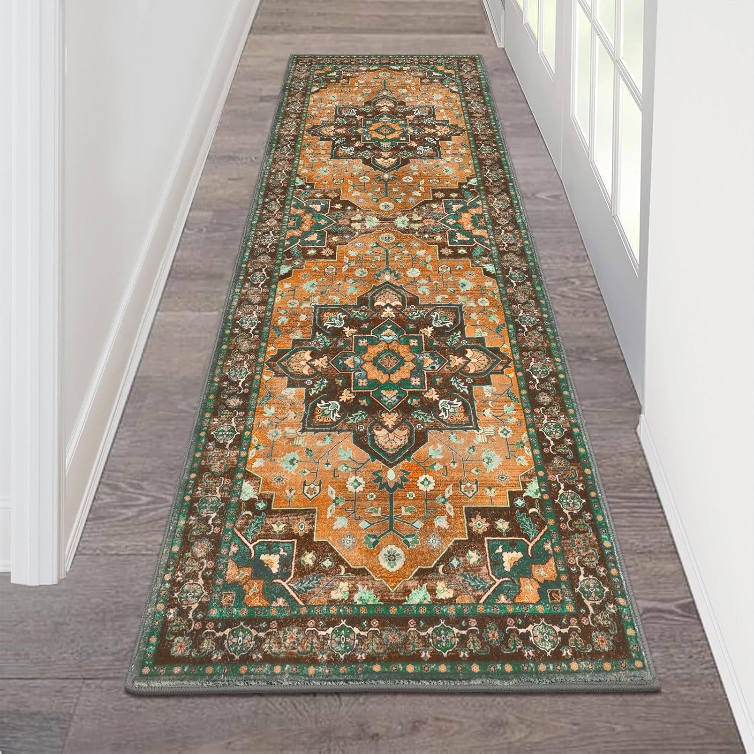 Alfombra pasillo persa vintage lavable y antideslizante para entrada y pasillos