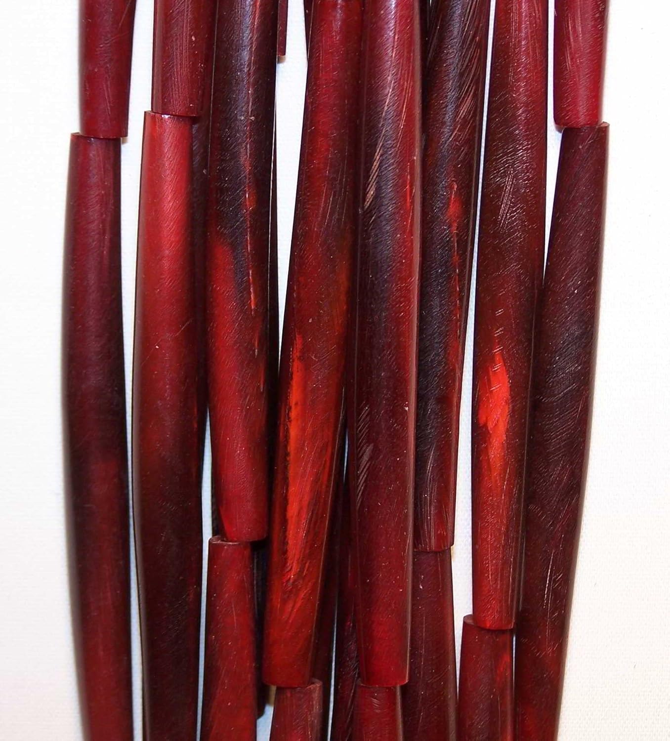 Genuine Natural Bone or Horn Handmade Hairpipe Beads (4-inch / 50 Pieces) (Red)