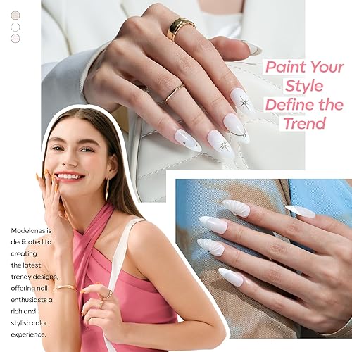 Vista 155 de Modelones - Kit de esmalte de uñas de gel, 6 colores, color rosa nude, tonos de piel, marrón neutro, kit de uñas de gel para manicura, bricolaje, Un