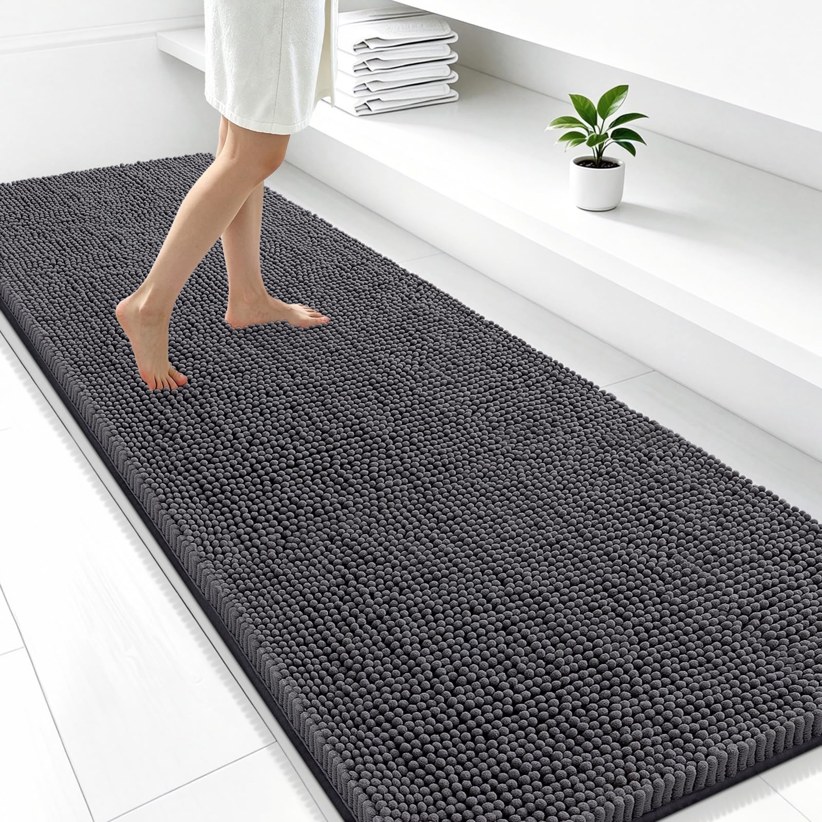 Smiry Bathroom Rugs 47X24, Luxury Chenille Extra Soft Absorbent Bath Mat