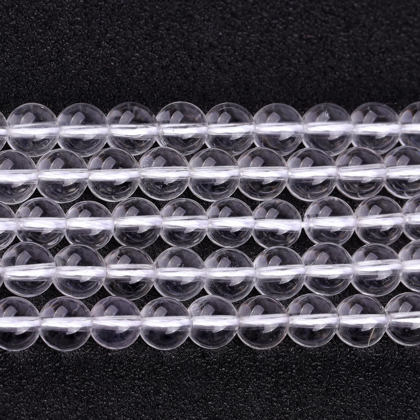 GEM-Inside AA Grade 6mm White Clear Rock Quartz Crystal Round Gemstone Semi Precious Loose Beads for Jewellery Making 15'' - Image 3