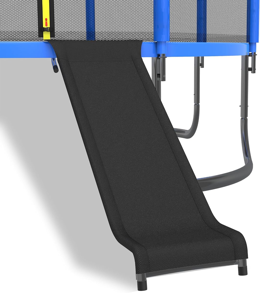 Trampoline Accessories, Universal Trampoline Slide with Cushioning for 10FT 12FT 14FT 15FT 16FT Trampolines, Kids Outdoor Safety Slide, Durable Trampoline Parts for Backyard Play(Black)