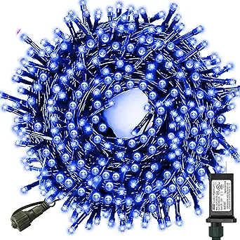 Decute Christmas String Lights Waterproof 300LED 105FT UL Certified with End-to-End Plug 8 Modes, Outdoor Indoor Starry Fairy Lights for Christmas Tree Patio Garden Wedding Party Decor Blue