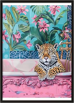 Zestia Siyah  er eveli Tablo, Leopar,  i ekli Duvar Ka d , Dijital Sanat Poster No 106548 50 x 70