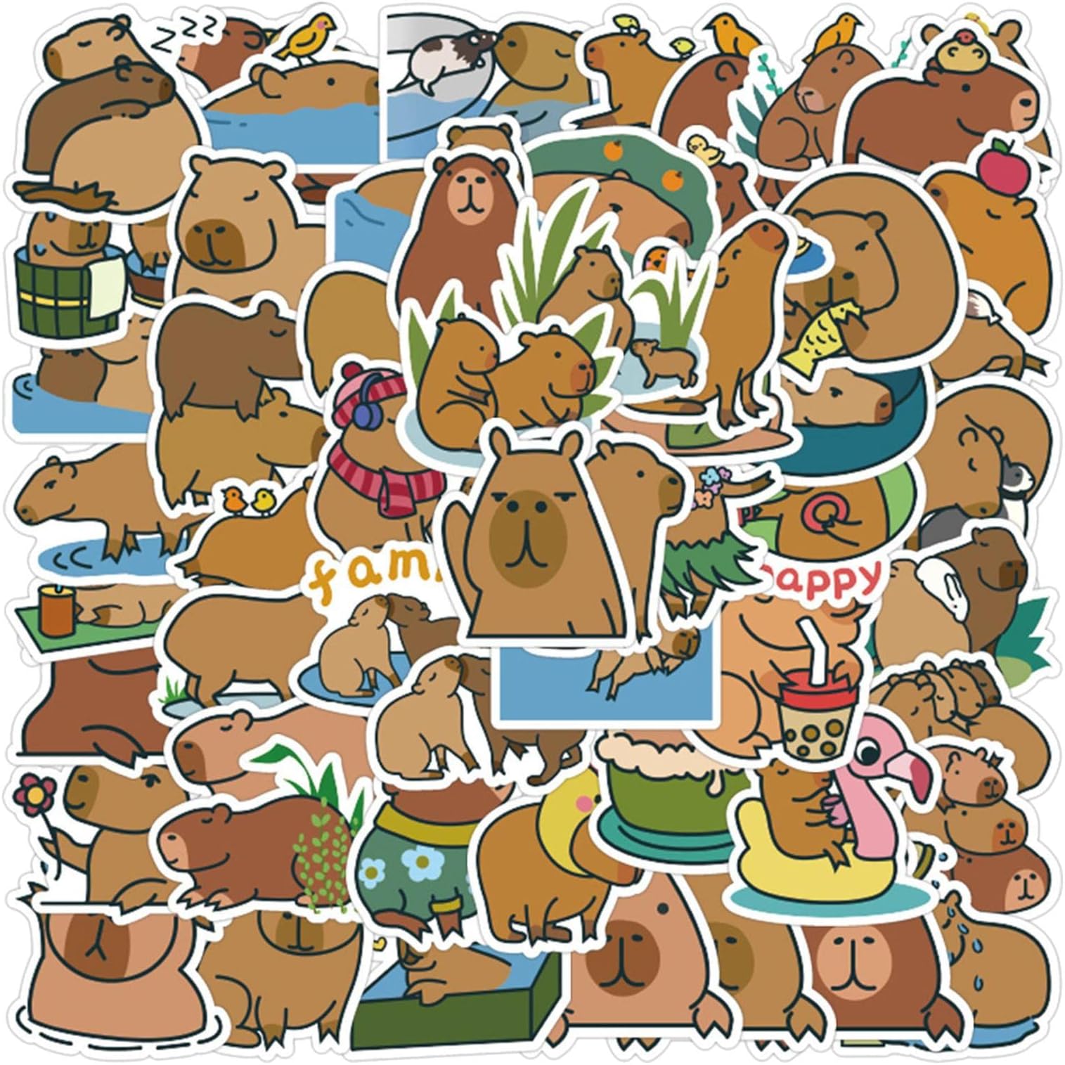 Rollo De 500 Pegatinas De Capibara – Calcomanías Kawaii De Animales Para Niños – Ideales Para Botellas, Equipaje, Libretas Y Manualidades