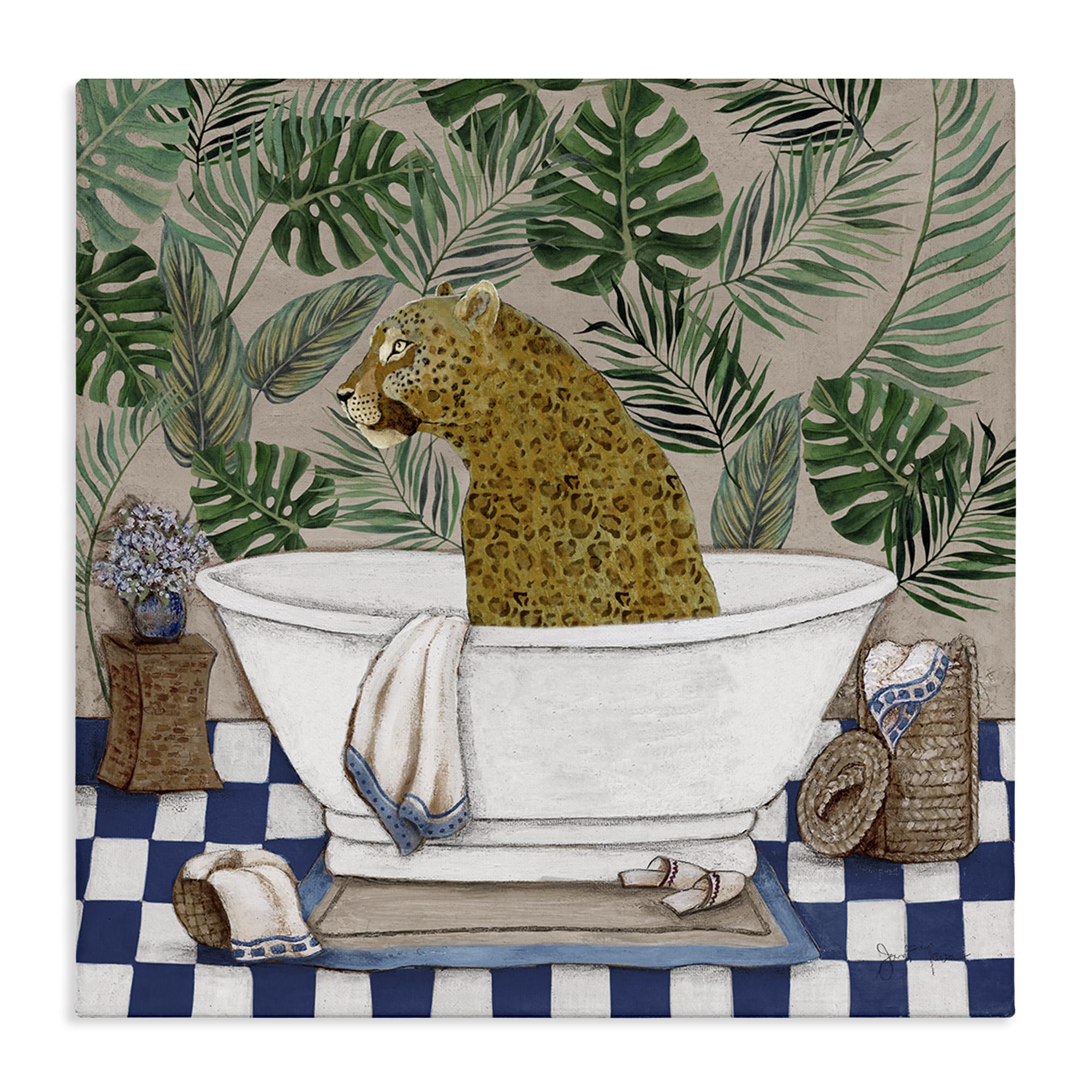 Stupell Industries Unframed 'Leopard In Tropical Bathtub'| Canvas Art