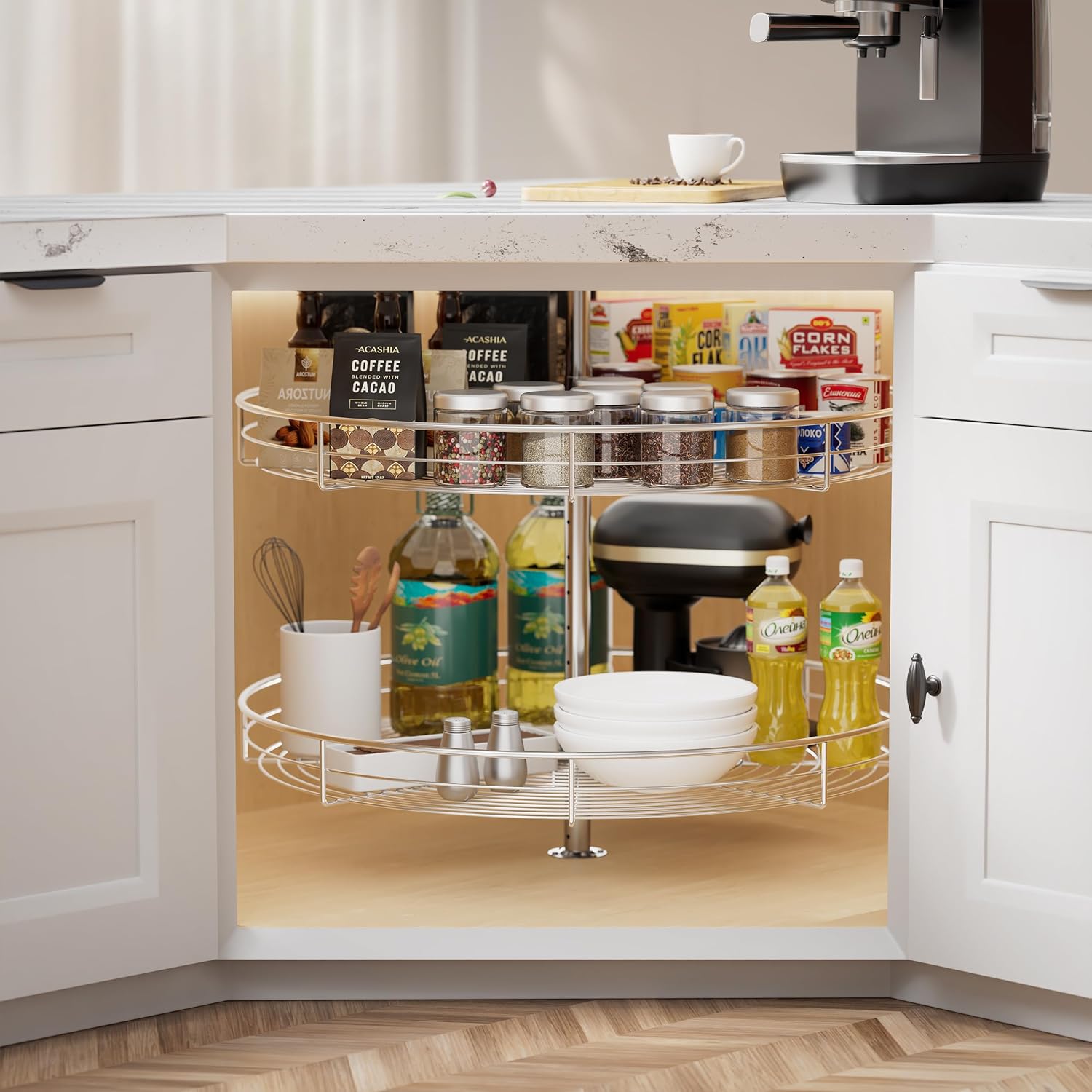 28" Corner Cabinet Lazy Susan,33Lbs Load Capacity for Organization