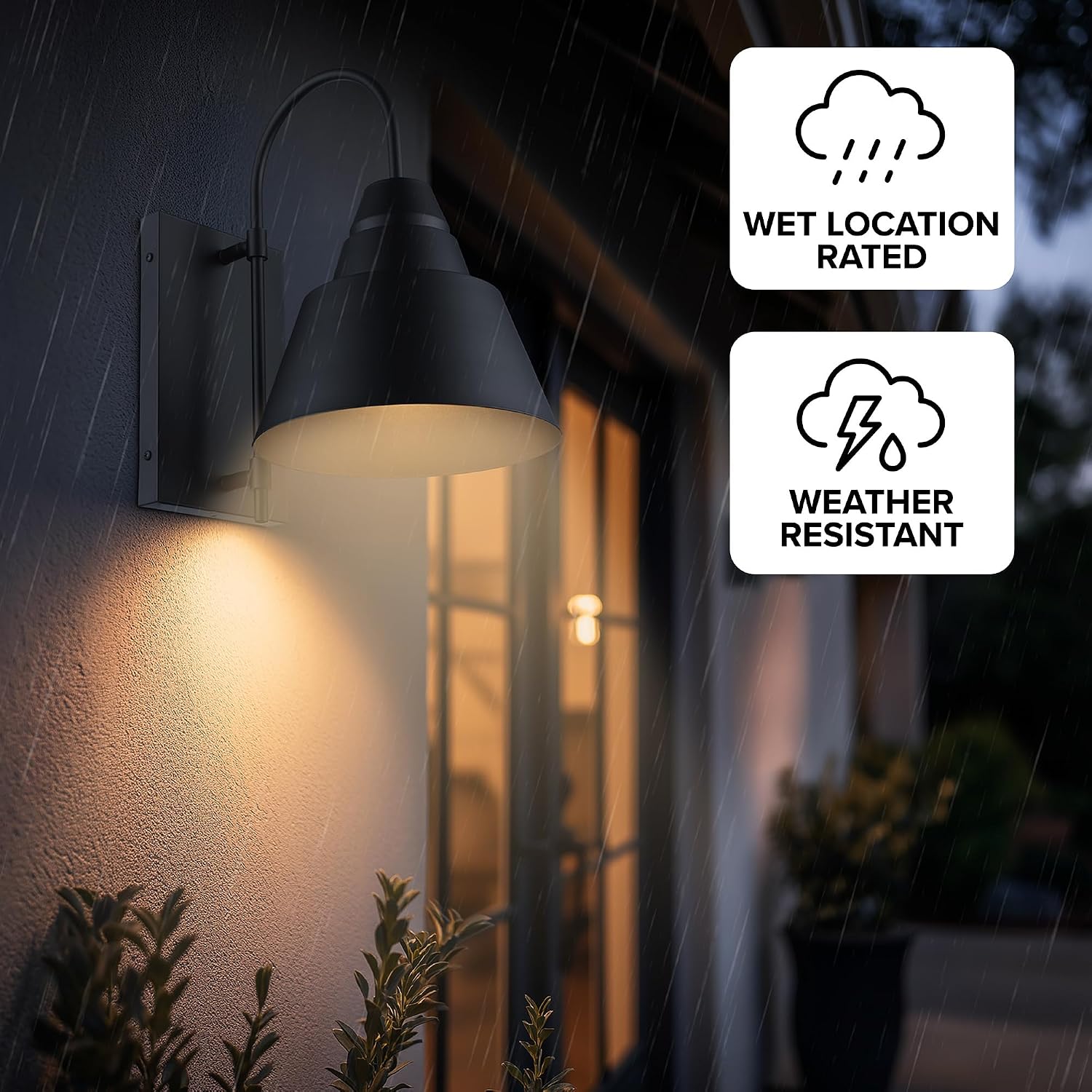Asher Hamilton AHODW-404BK Wellington Outdoor Wall Lamp | Matte Black Finish | 9″ W x 14.75″ H Cylindrical Wall Sconce | Wet Rated | E26 Medium Base Bulb | Porch or Garage Lighting