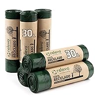 Relevo Sacchi Spazzatura Verdi con Maniglie – 30L (Largh 55 cm x Alt 60 cm)