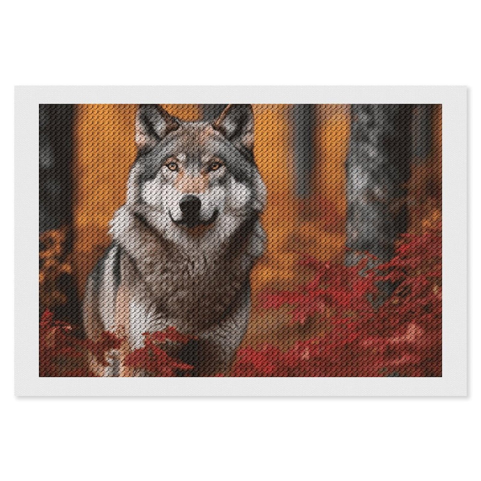 Wolf Diamond Painting Kits for Adults, DIY 5D Diamond Painting Kits for Beginners, Round Full Drill Diamond Dots Paintings, Diamonds Pictures Gem Art for Crafts Home Decor 8"x12"