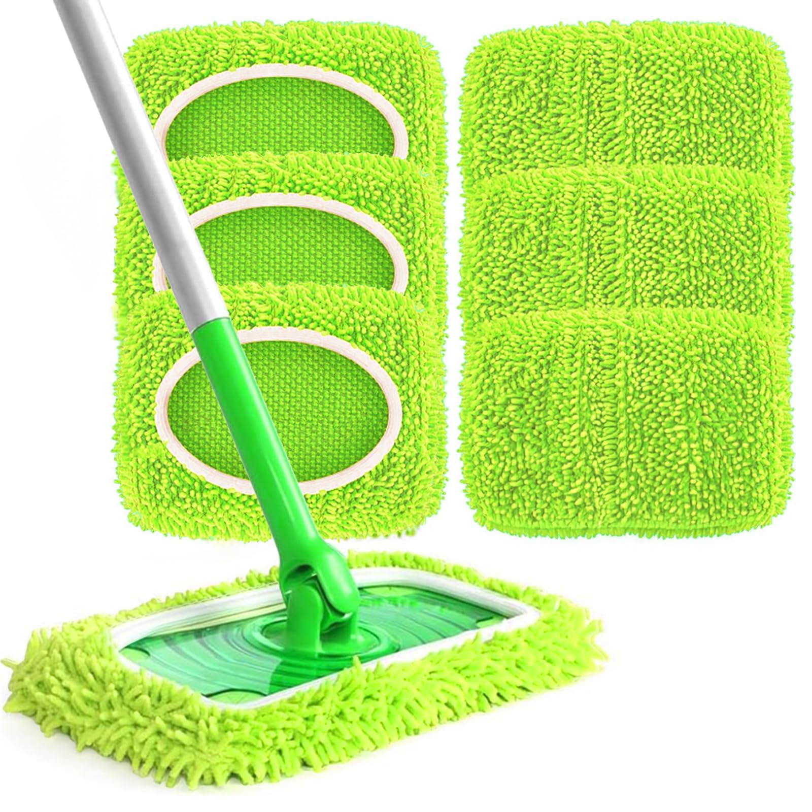 6 Stück für Swiffer Bodentücher Tücher Mikrofaser Set 25,4x11,5cm Wiederverwendbar für Swiffer Sweeper Mop Bodenwischer Nass Trocken Wischmopp Bezug, für die Reinigung von Hartböden, Holzböden