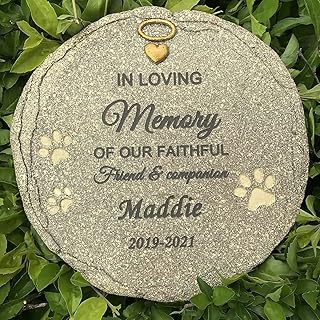 LAGGATTS Engraved Pet Memorial Garden Stone, Personalized Pet Grave Marker Tombstone Garden Stone, Indoor Outdoor Dog or Cat for Garden Backyard Marker Grave Tombstone
