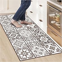 Vinyl Home Rugs 80 x 40 Brown – Vinyl Kitchen Rug Heavy Duty and Anti-Trip – Washable Non-Slip Kitchen Rug for Indoor/Outdoor – Fluffy Vinyl Carpets