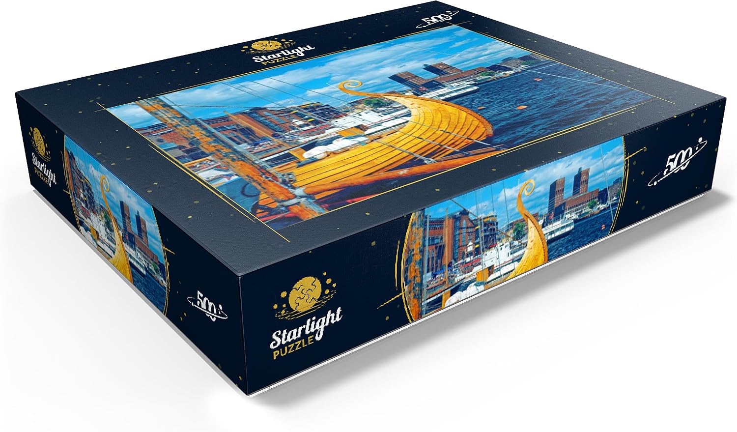 MyPuzzle Port At Aker Brygge with City Hall, Oslo, Norway - Premium 500 Piece Jigsaw Puzzle for Adults