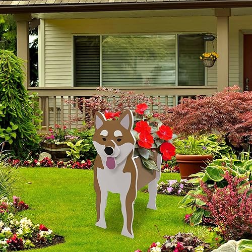 Miniatura 5 de Lindas macetas de jardín para suculentas Shiba Inu, maceta de PVC con drenaje Cocker Spaniel para plantas de interior, jarrón de escritorio único y