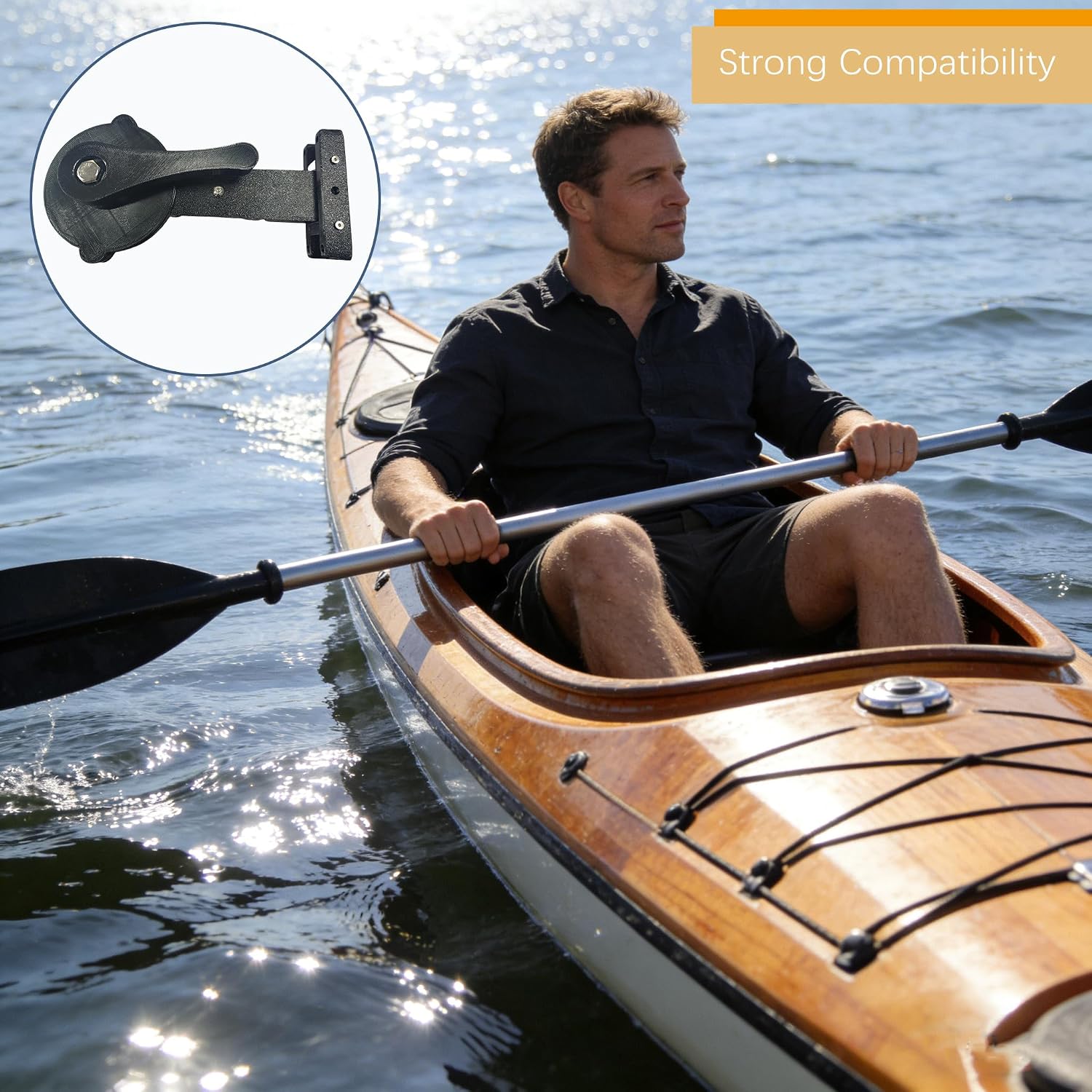 Universal Fishing Kayak Swivel Rudder System with Rotary Dial Controller - Easy Install Steering Handle & Mounting Bracket