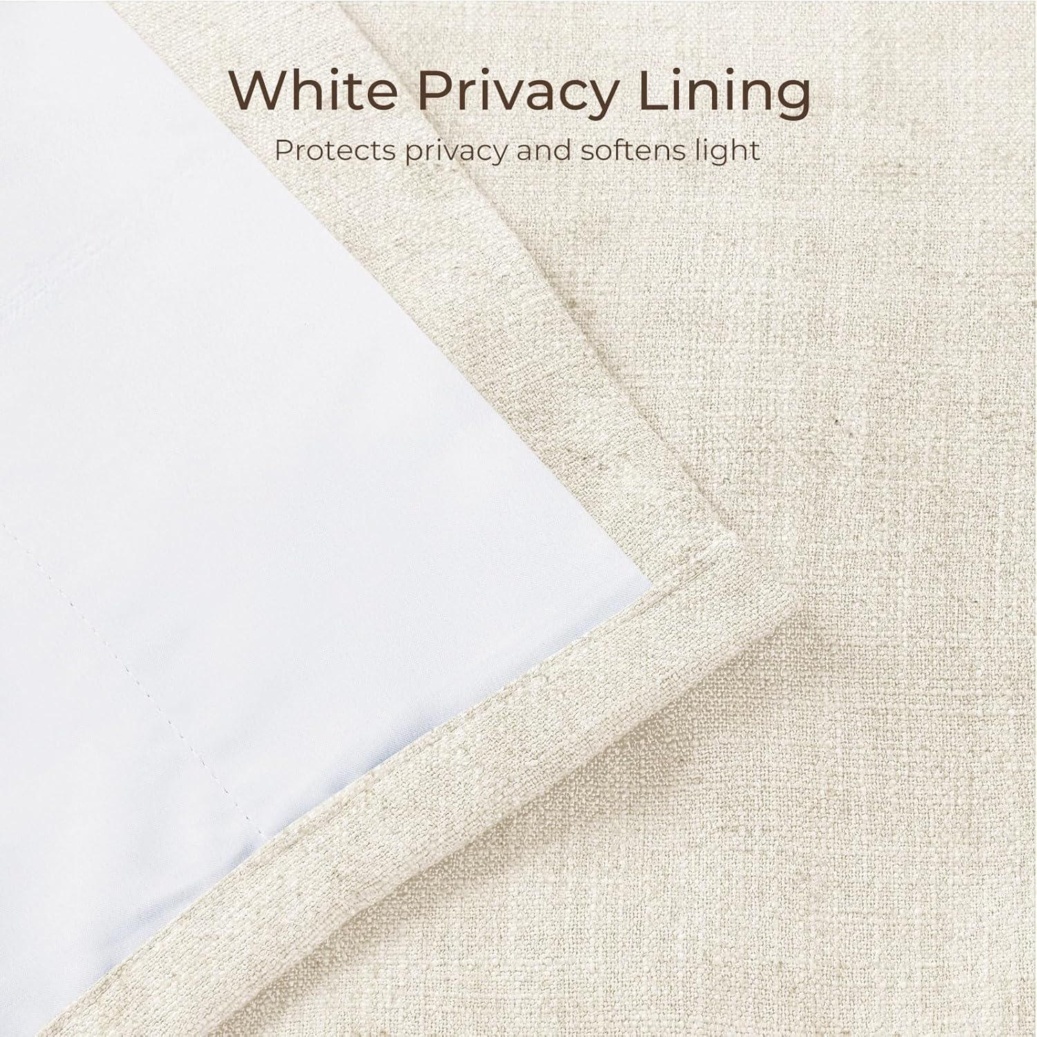 TWOPAGES 50 W x 96 L Tailor Pleat Curtain, Sliding Door Living Room Heavy Faux Linen Textured Window Curtain, Room Darkening Lined Drape 1 Panel, Sand Beige