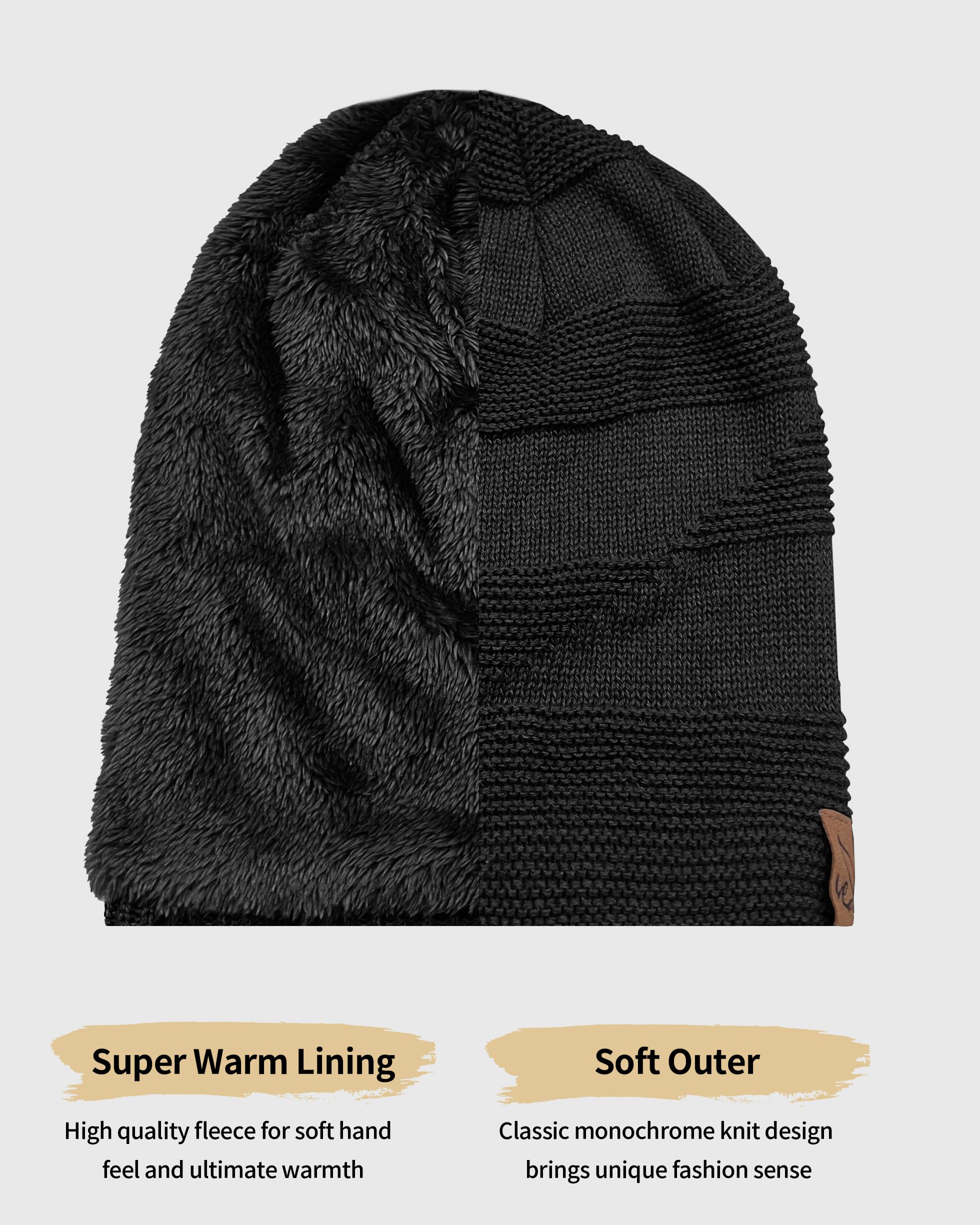 Vlazom Gorro de Lana Tejido para Hombre y Mujer - Gorro Cálido con Borde Doblado