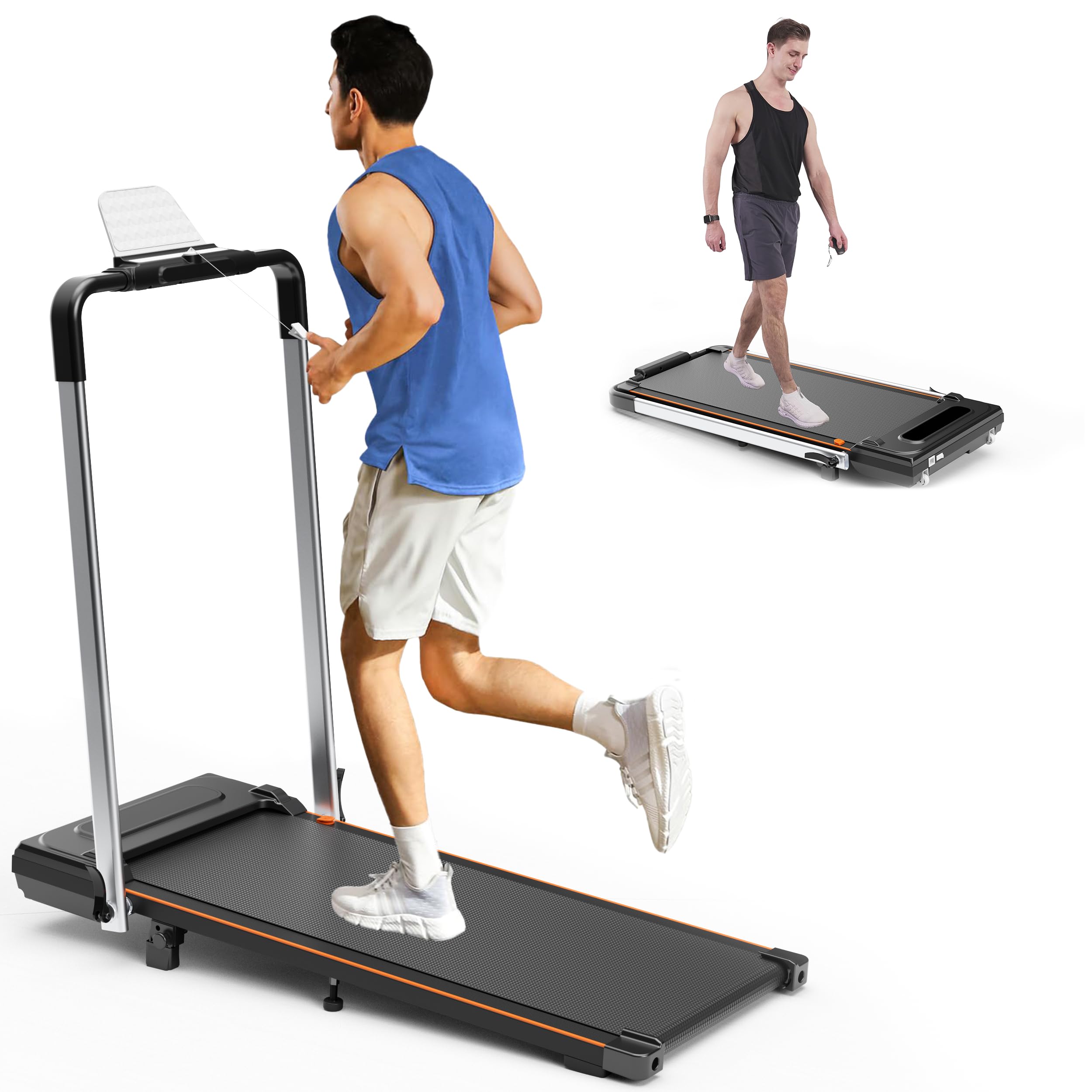 Foldable Treadmill with 7% Incline, 2.5HP Portable Under Desk Walking Pad with 0.6-7.5MPH, Handle, Remote and App Control, 265lbs Maximum Capacity for Home, Office