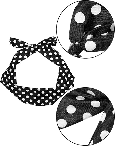 Miniatura 6 de Bufanda de disfraz de los años 50 con diseño de lunares, diadema de ojo de gato, cintura, as the pictures shown