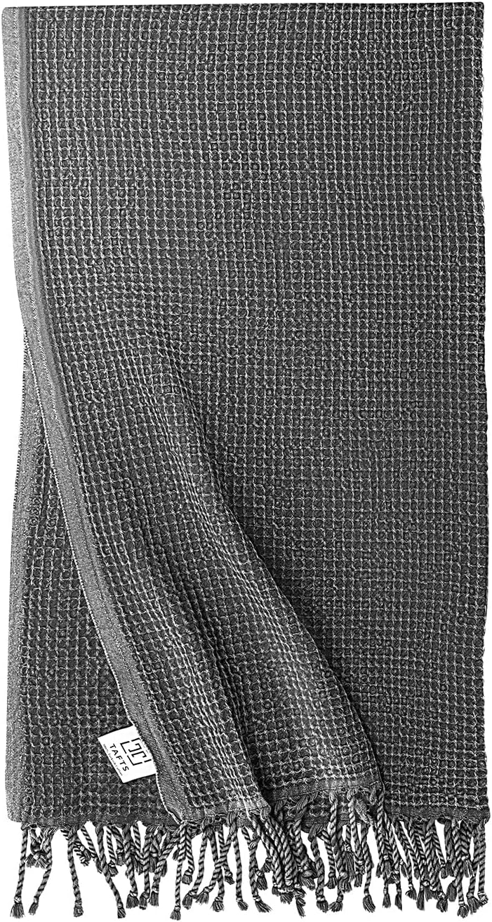 Tafts Home Waffle Turkish Beach Towel (37 x 69) - Prewashed Turkish Towels, 100% Long Staple Cotton - Super Absorbent, Quick Dry Towels and Ultra Soft - No Shrinkage - Super Stylish - (Black)