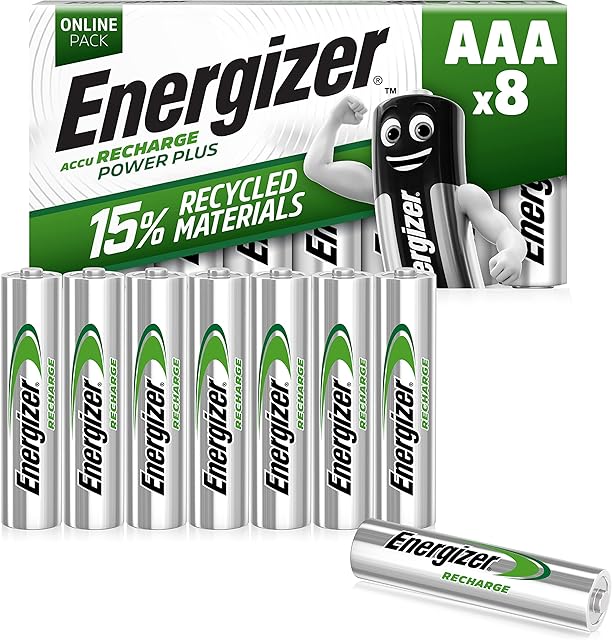 Energizer AAA Rechargeable Batteries Pack, Recharge Power Plus, 8 Pack - Amazon Exclusive