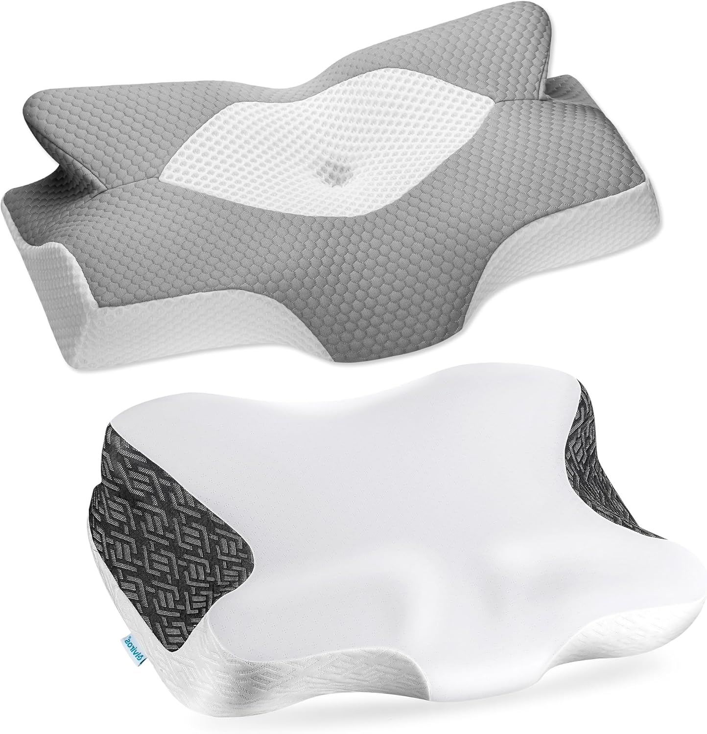Elviros Cervical Neck Pillow for Neck Pain Relief, CPAP Pillow for Side, Back & Stomach Sleepers