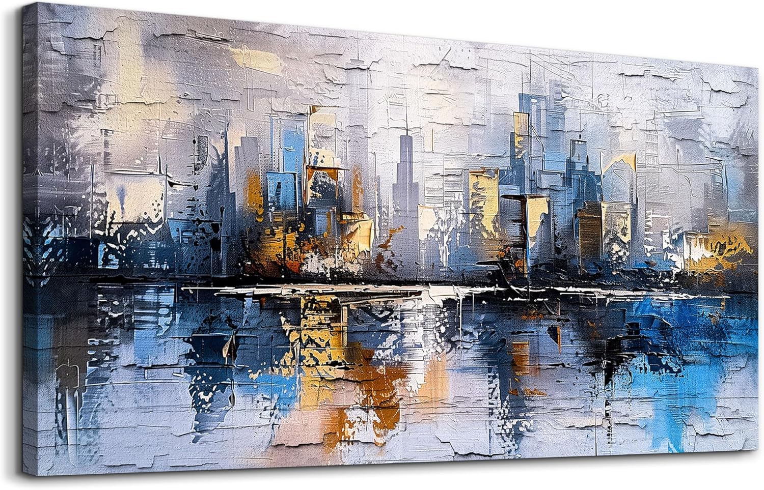 lianyibo Yellow And Blue Graffiti Wall Art Home Decoration Painting Large Abstract Urban Modern Posters Prints Living Room Decor(70x140/Frameless)