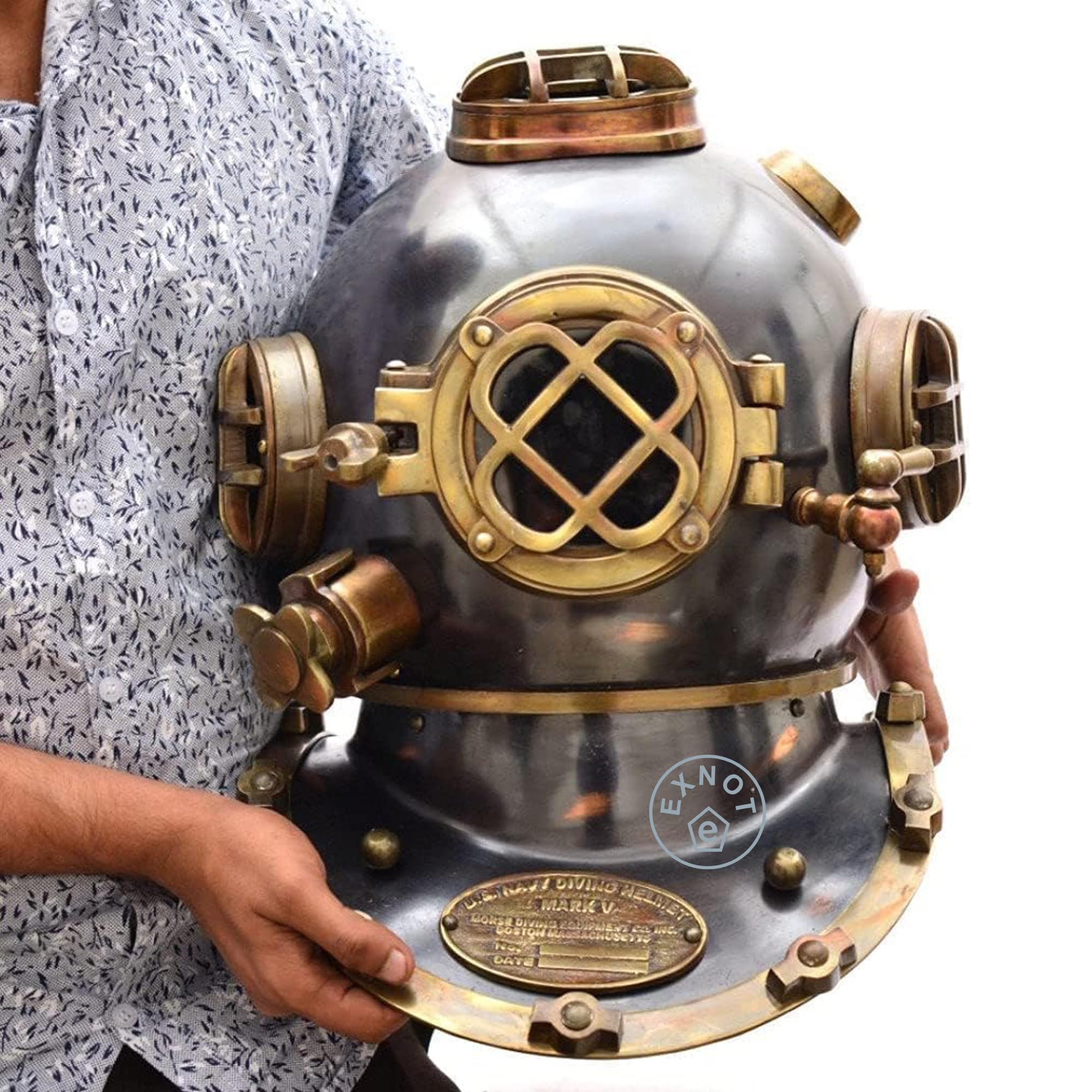Solid Brass Scuba Diving Helmat, Decorative Diving Helmat Us Navy Mark V Deep Sea Marine Dive Antique Scuba Sea Diver Vintage Marine Divers Helmet 18 NEOARY