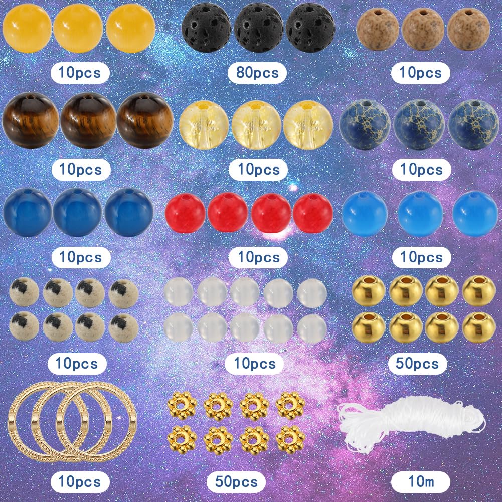 SUNNYCLUE 1 Box 6 Sets Solar System Bracelet Making Kit Guardian Star Bracelets Universe Planet Galaxy Beads Gemstone Bead Natural Stone Beads for Jewelry Making Kits Beading Space Gift Supplies - Image 2